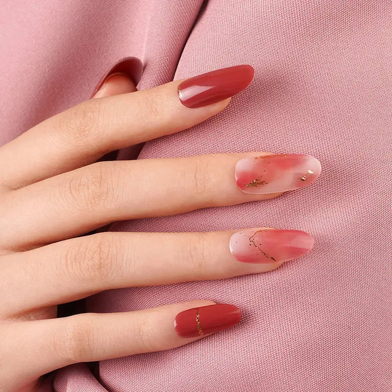 Red Halo Gel Sticker Best — Semi-Cured Gel Nail Wraps
