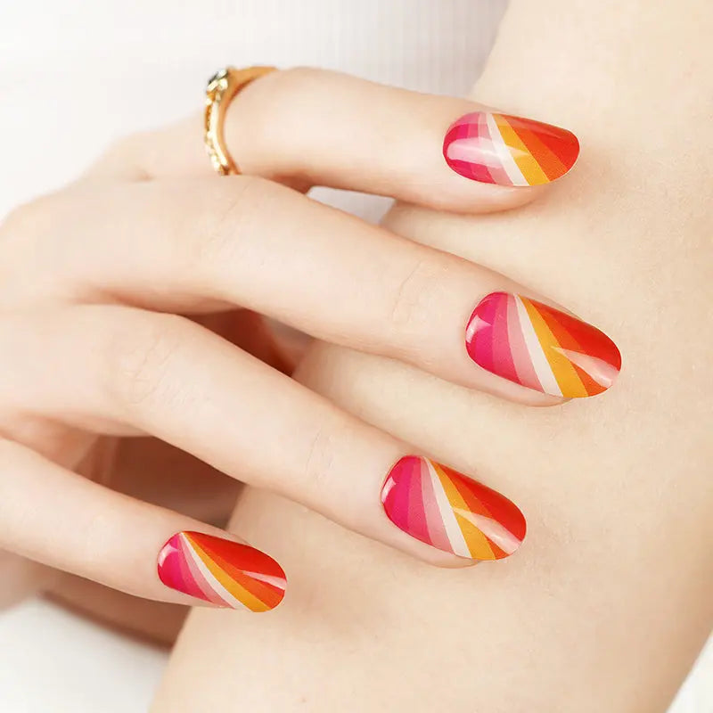 Refraction Citrus Color Pink Magenta Strips — Semi-Cured Gel Nail Wraps