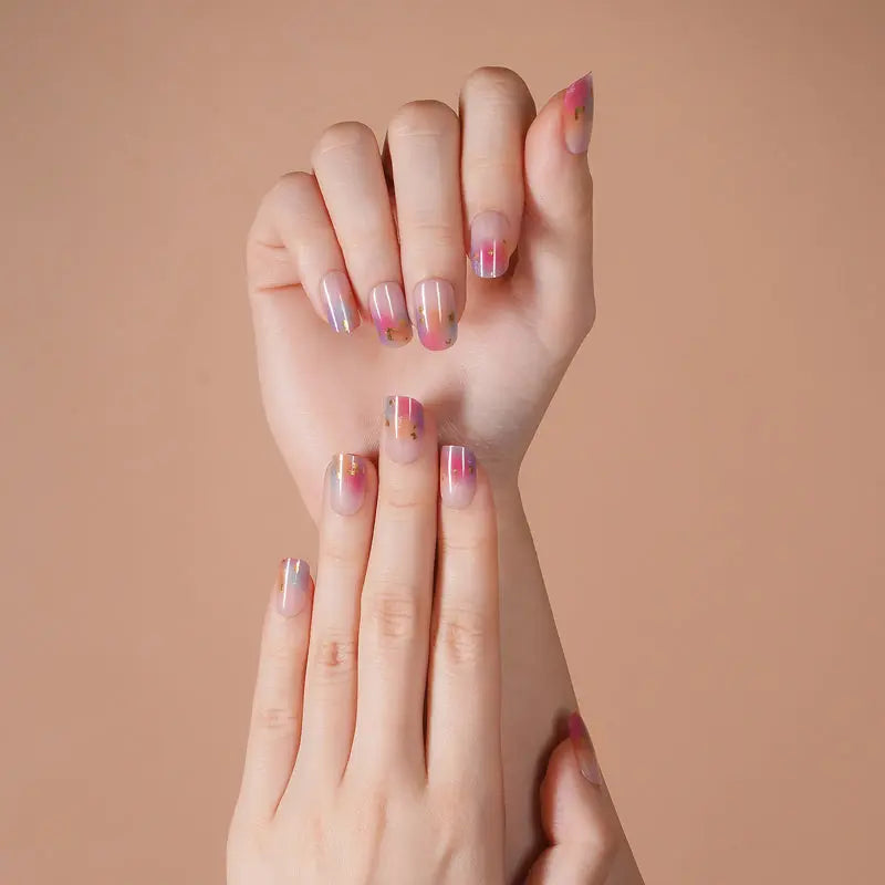 Semi Cured Stickers Contract Manufacturing Gold Powder Art — Semi-Cured Gel Nail Wraps
