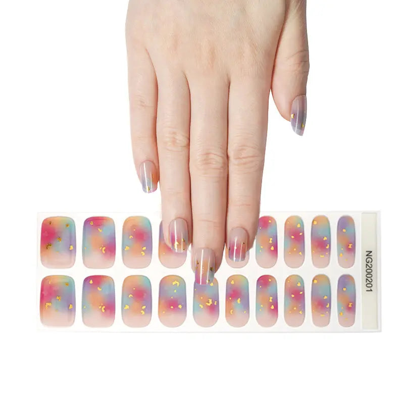 Semi Cured Stickers Contract Manufacturing Gold Powder Art — Semi-Cured Gel Nail Wraps