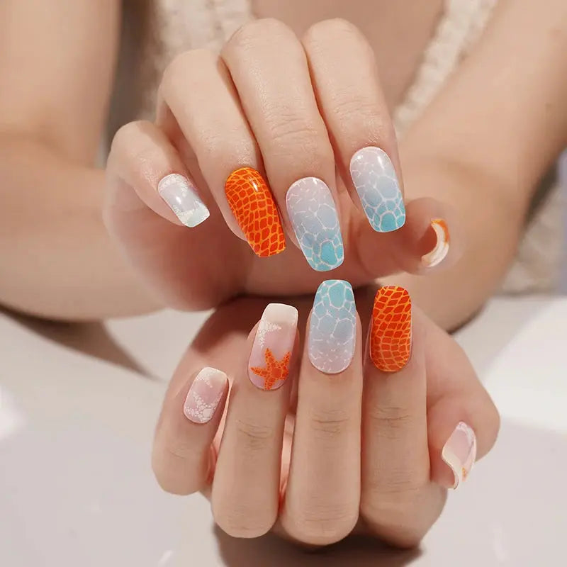 Starfish & Ocean Gel Stickers Designs Summer — Semi-Cured Gel Nail Wraps