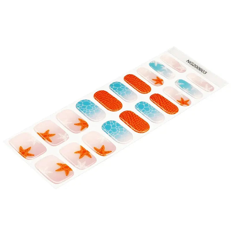 Starfish & Ocean Gel Stickers Designs Summer — Semi-Cured Gel Nail Wraps