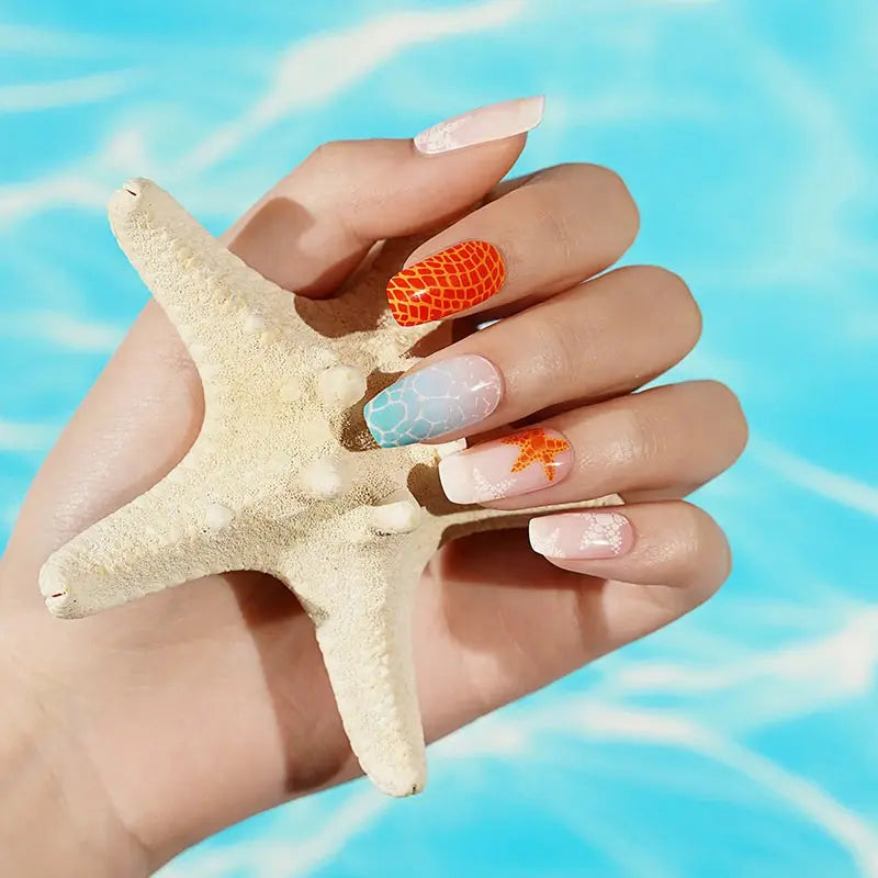Starfish & Ocean Gel Stickers Designs Summer — Semi-Cured Gel Nail Wraps