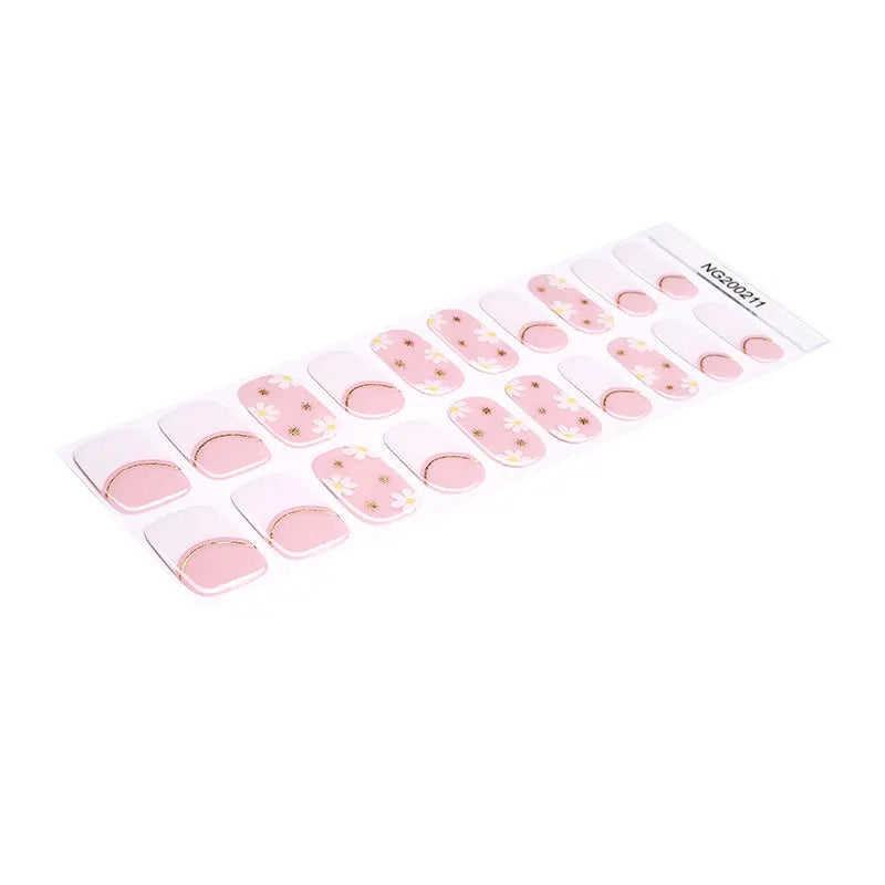 Uv Strips French White Flower — Semi-Cured Gel Nail Wraps