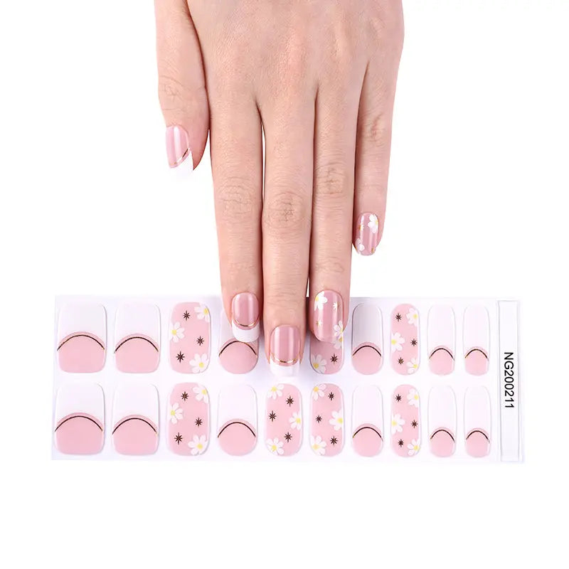 Uv Strips French White Flower — Semi-Cured Gel Nail Wraps
