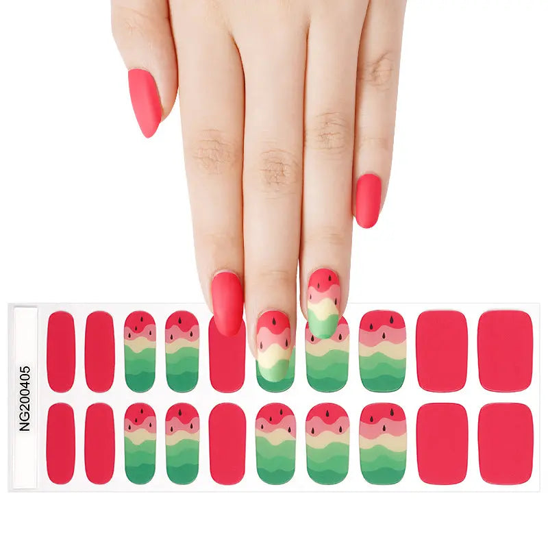 Watermelon Art Design Matte — Semi-Cured Gel Nail Wraps
