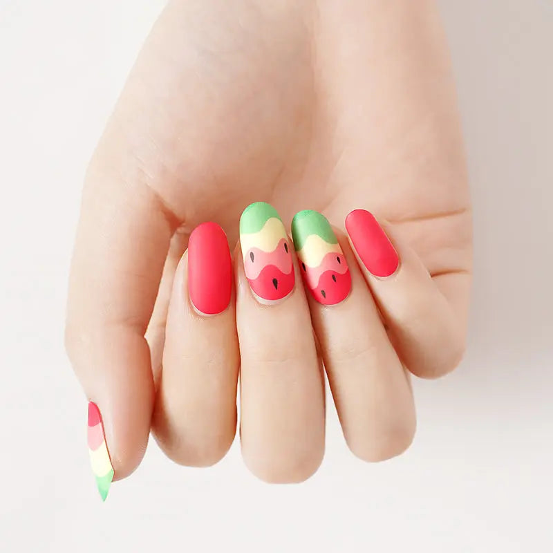 Watermelon Art Design Matte — Semi-Cured Gel Nail Wraps