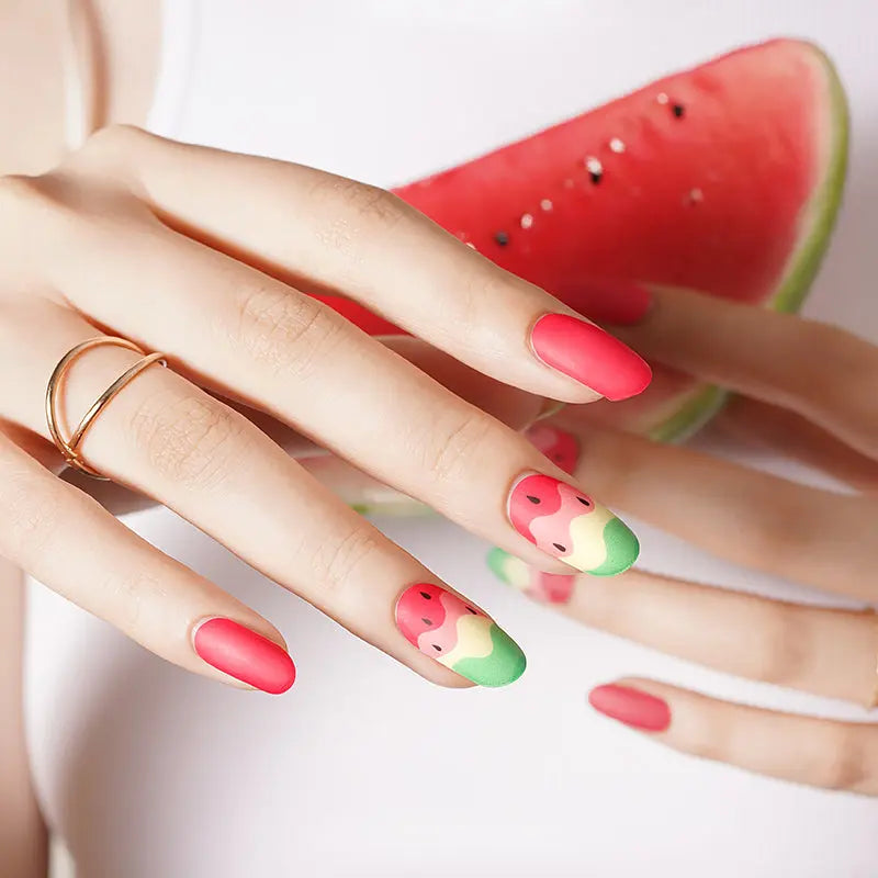 Watermelon Art Design Matte — Semi-Cured Gel Nail Wraps
