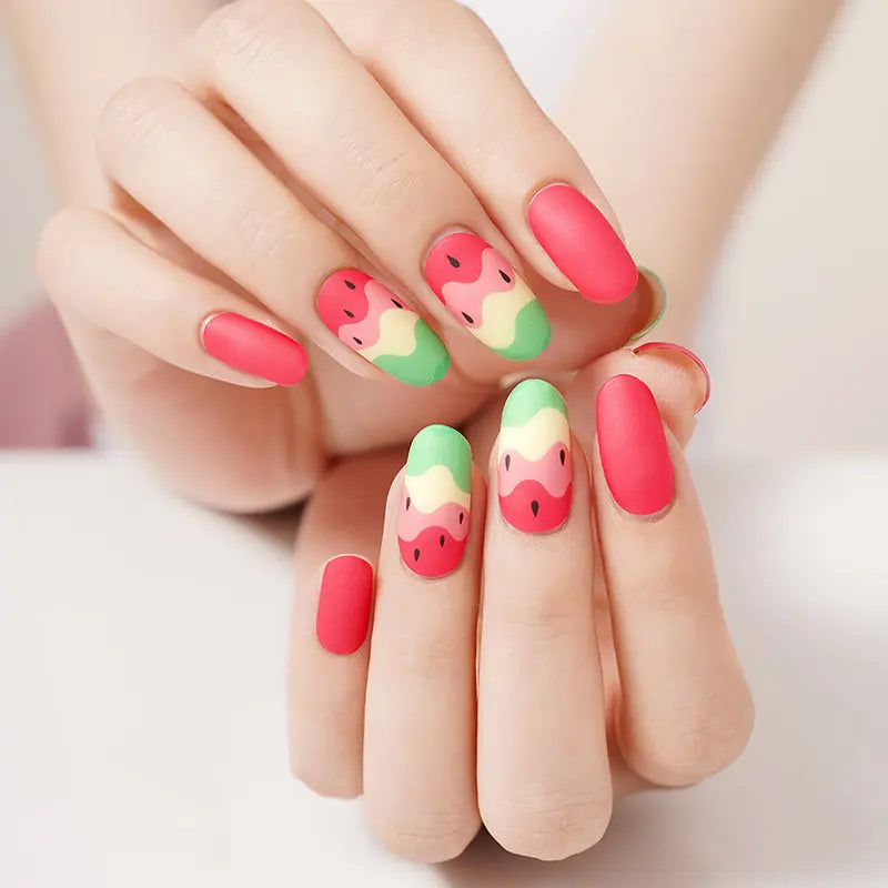 Watermelon Art Design Matte — Semi-Cured Gel Nail Wraps