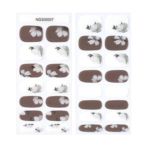 & Gel Strips White Flower — Semi-Cured Gel Nail Wraps