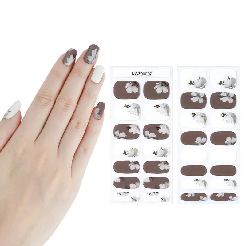 & Gel Strips White Flower — Semi-Cured Gel Nail Wraps