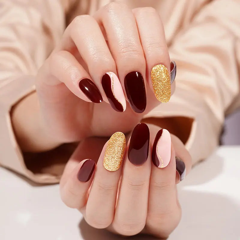 Customizable Abstract Glitter Gel Stickers For Brands & — Semi-Cured Gel Nail Wraps