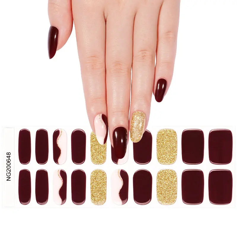 Customizable Abstract Glitter Gel Stickers For Brands & — Semi-Cured Gel Nail Wraps