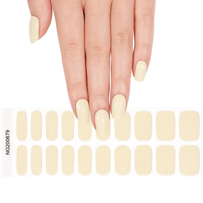 Customizable Apricot Gel Stickers Solid For Brands — Semi-Cured Gel Nail Wraps
