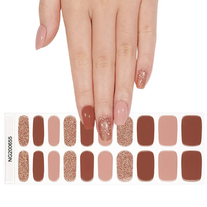 Customizable Autumn Glitter Gel Stickers Fall For Brands — Semi-Cured Gel Nail Wraps