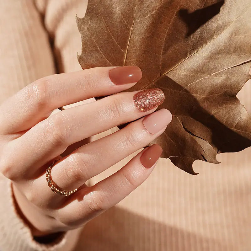 Customizable Autumn Glitter Gel Stickers Fall For Brands — Semi-Cured Gel Nail Wraps