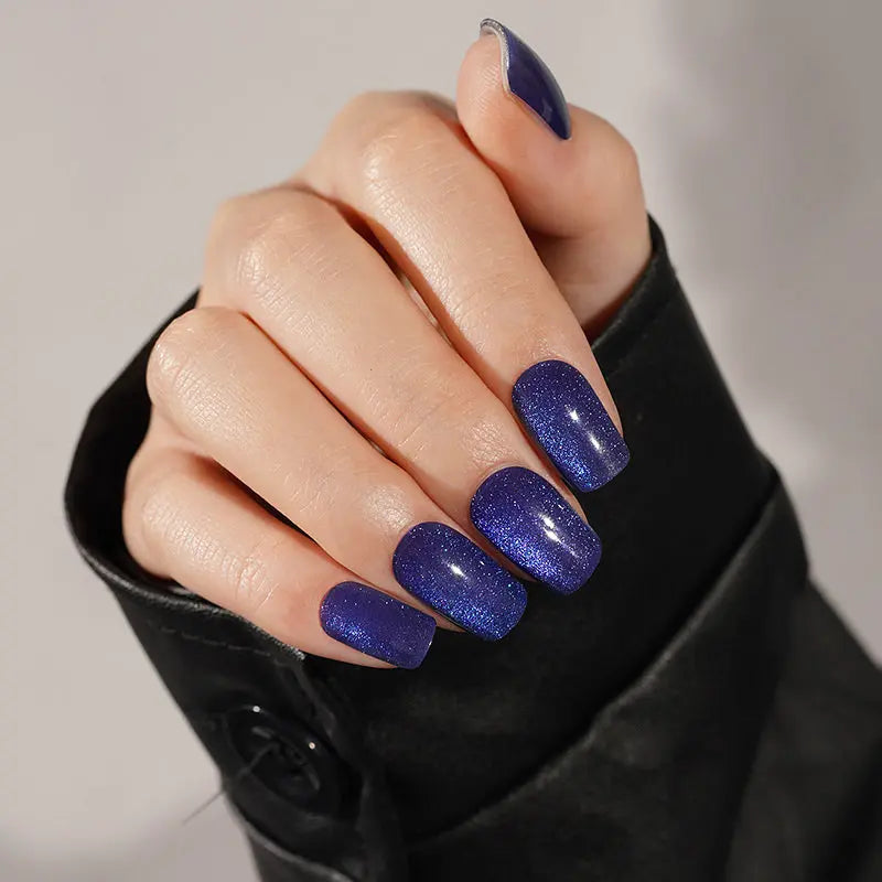 Customizable Blue Cat-eye Gel Stickers For Brands — Semi-Cured Gel Nail Wraps