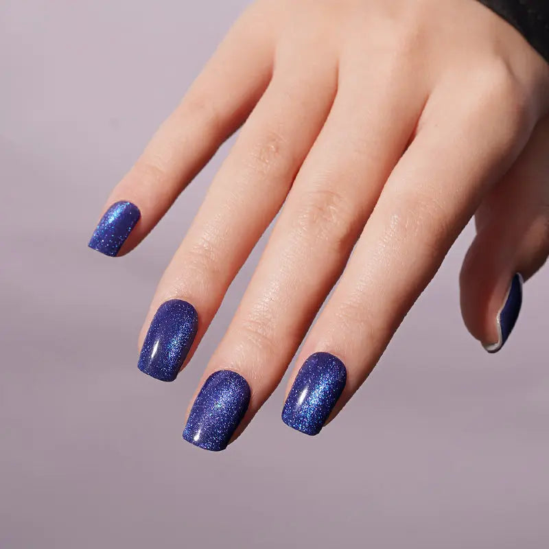 Customizable Blue Cat-eye Gel Stickers For Brands — Semi-Cured Gel Nail Wraps