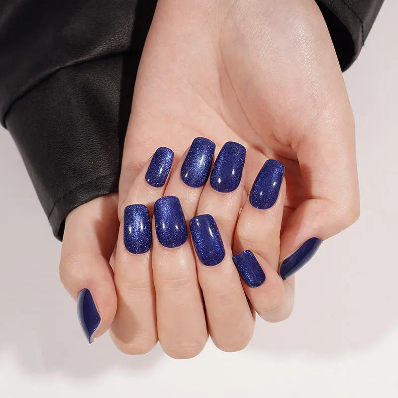 Customizable Blue Cat-eye Gel Stickers For Brands — Semi-Cured Gel Nail Wraps