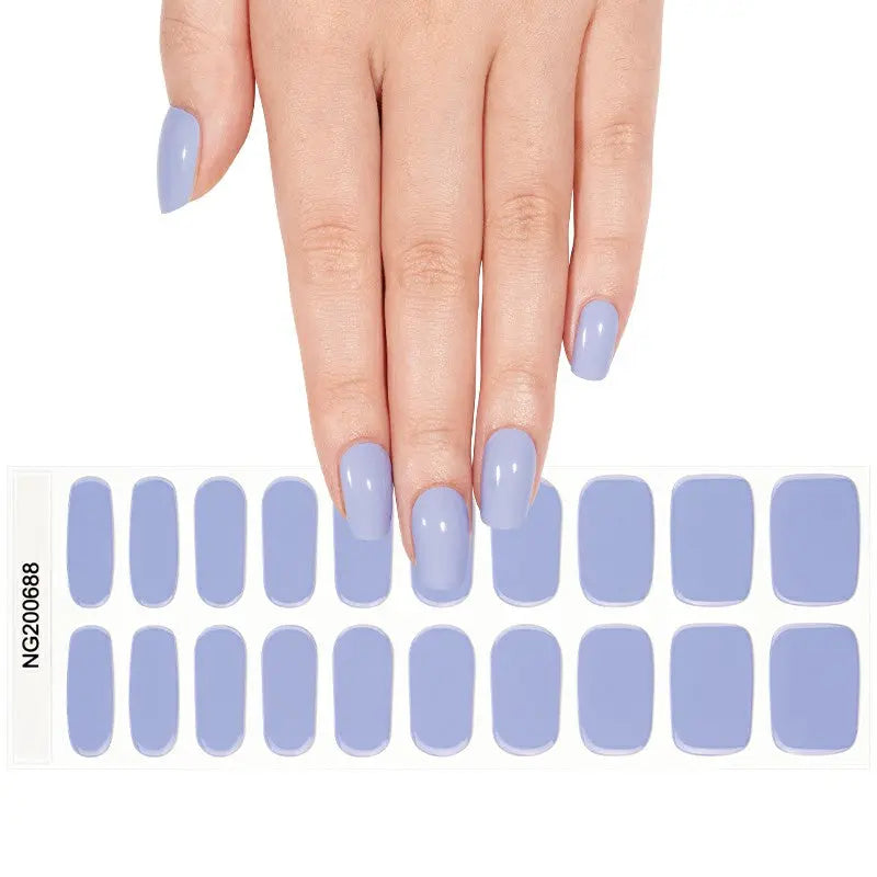 Customizable Blue Gel Stickers Solid For Brands — Semi-Cured Gel Nail Wraps