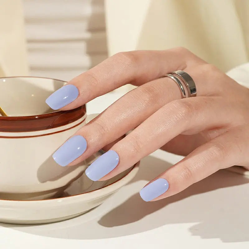 Customizable Blue Gel Stickers Solid For Brands — Semi-Cured Gel Nail Wraps