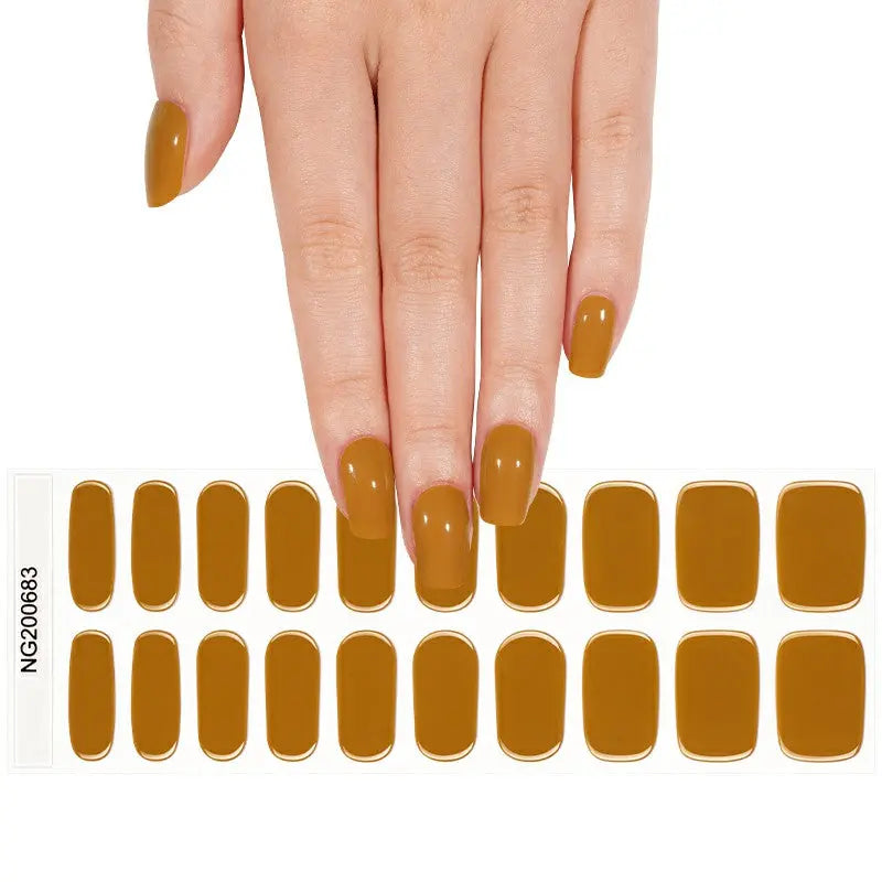 Customizable Brown Gel Stickers Autumn For Brands — Semi-Cured Gel Nail Wraps