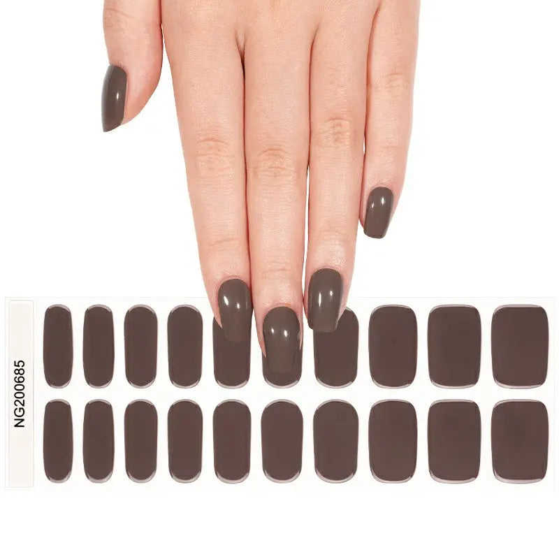 Customizable Brown Gel Stickers Fall For Brands — Semi-Cured Gel Nail Wraps