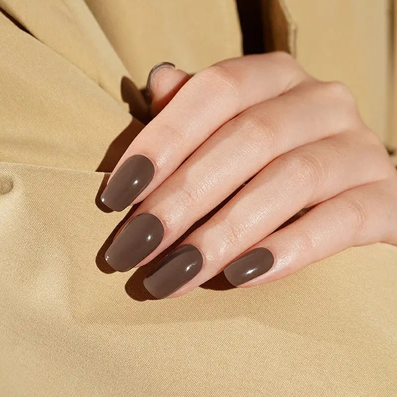 Customizable Brown Gel Stickers Fall For Brands — Semi-Cured Gel Nail Wraps
