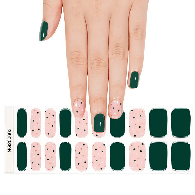 Customizable Christmas Gel Stickers Green For Brands — Semi-Cured Gel Nail Wraps
