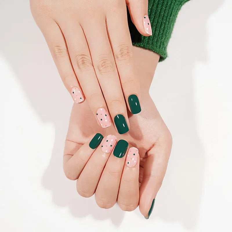 Customizable Christmas Gel Stickers Green For Brands — Semi-Cured Gel Nail Wraps