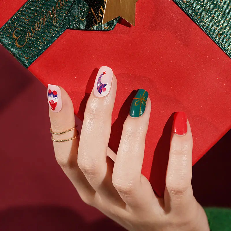 Customizable Christmas Gel Stickers For Brands — Semi-Cured Gel Nail Wraps