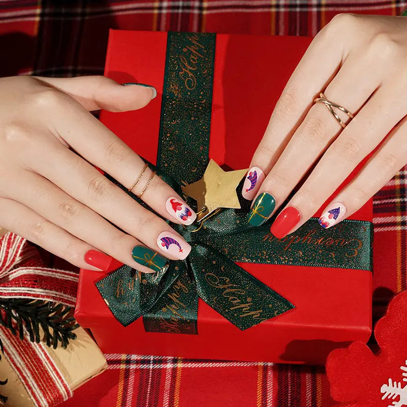 Customizable Christmas Gel Stickers For Brands — Semi-Cured Gel Nail Wraps