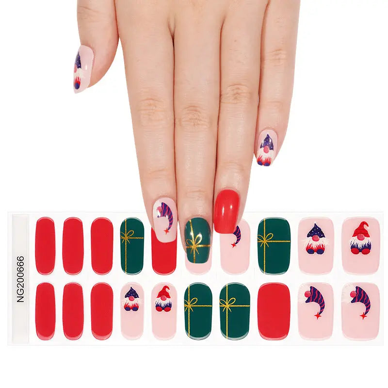 Customizable Christmas Gel Stickers For Brands — Semi-Cured Gel Nail Wraps