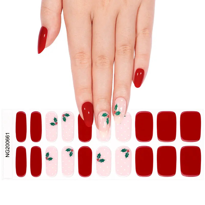 Customizable Christmas Gel Stickers Dots For Brands — Semi-Cured Gel Nail Wraps