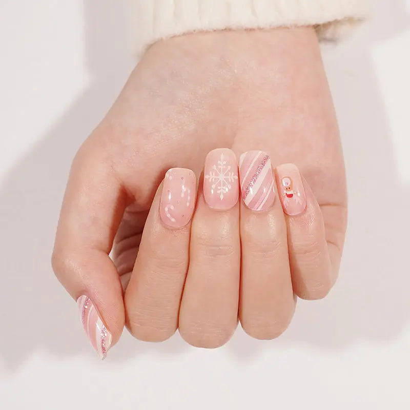 Customizable Christmas Reindeer Gel Stickers For Brands — Semi-Cured Gel Nail Wraps