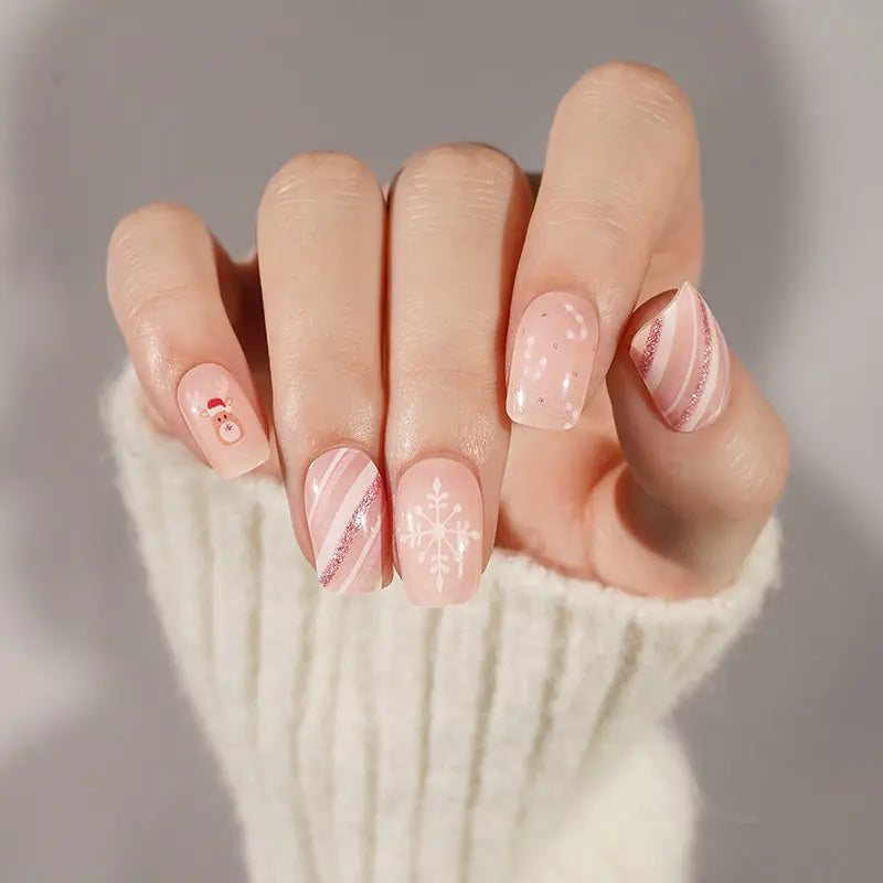 Customizable Christmas Reindeer Gel Stickers For Brands — Semi-Cured Gel Nail Wraps