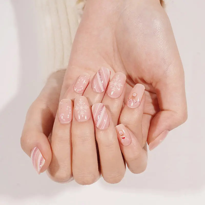 Customizable Christmas Reindeer Gel Stickers For Brands — Semi-Cured Gel Nail Wraps