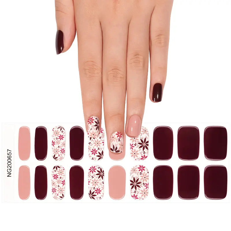 Customizable Floral Gel Stickers Fall For Brands — Semi-Cured Gel Nail Wraps