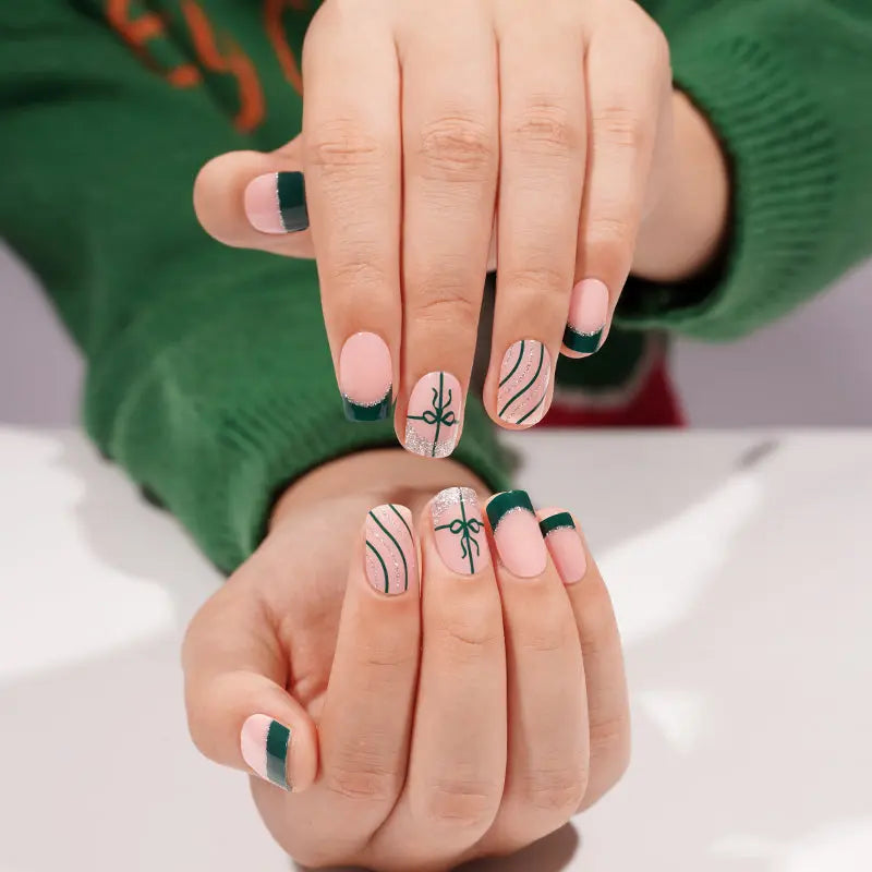 Customizable French Gel Stickers Christmas For Brands — Semi-Cured Gel Nail Wraps