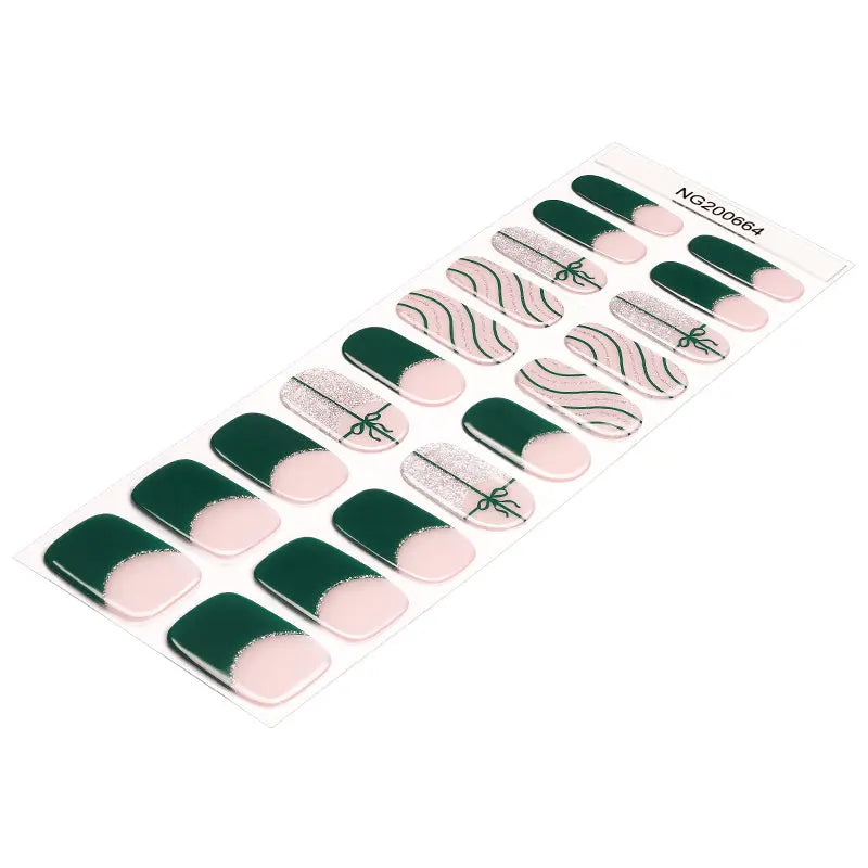 Customizable French Gel Stickers Christmas For Brands — Semi-Cured Gel Nail Wraps