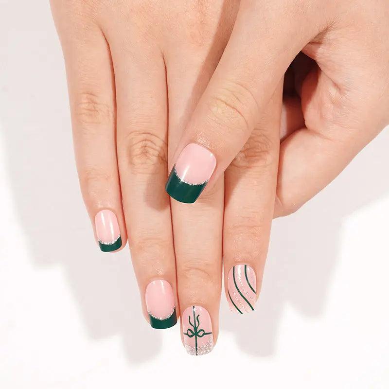 Customizable French Gel Stickers Christmas For Brands — Semi-Cured Gel Nail Wraps