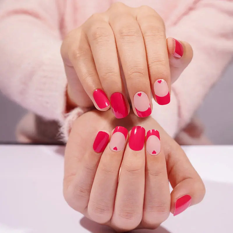 Customizable French Gel Stickers Valentine's Day For Brands — Semi-Cured Gel Nail Wraps