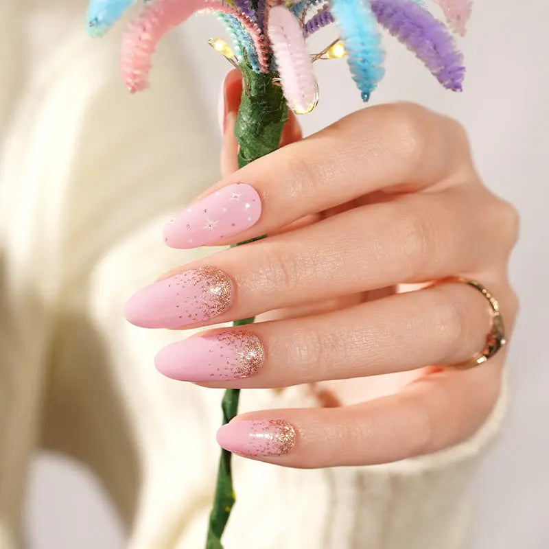 Customizable Glitter Gel Stickers Star For Brands — Semi-Cured Gel Nail Wraps