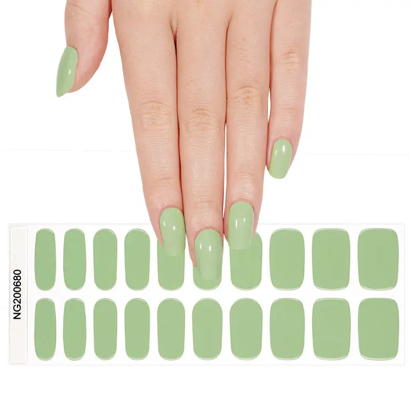 Customizable Green Gel Stickers For Brands — Semi-Cured Gel Nail Wraps