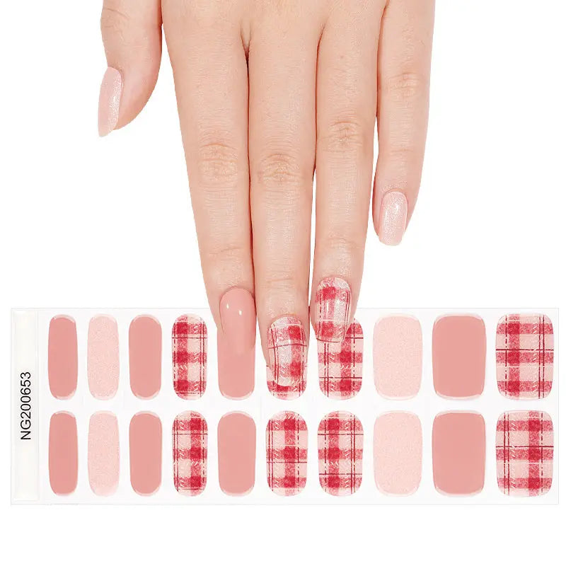 Customizable Grid Gel Stickers Plaid For Brands — Semi-Cured Gel Nail Wraps
