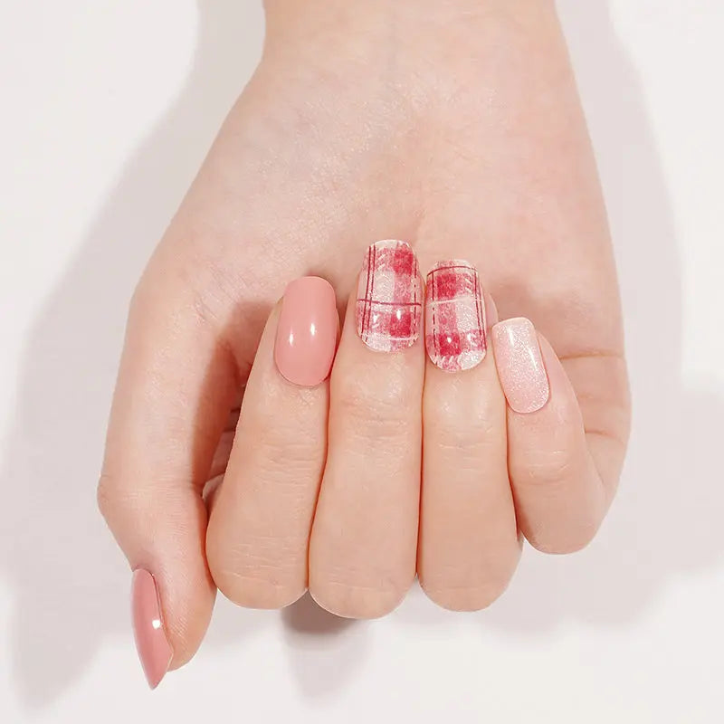Customizable Grid Gel Stickers Plaid For Brands — Semi-Cured Gel Nail Wraps