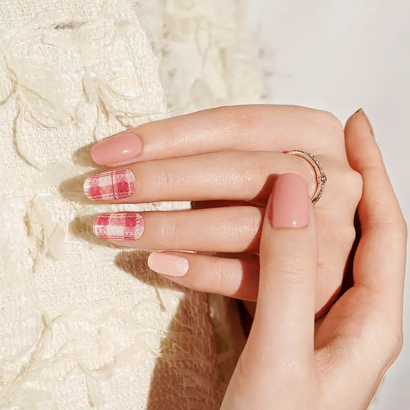 Customizable Grid Gel Stickers Plaid For Brands — Semi-Cured Gel Nail Wraps