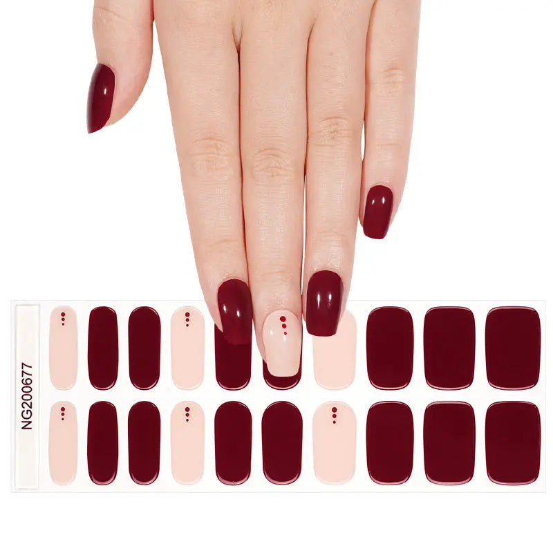 Customizable Minimalism Gel Stickers Red For Brands — Semi-Cured Gel Nail Wraps