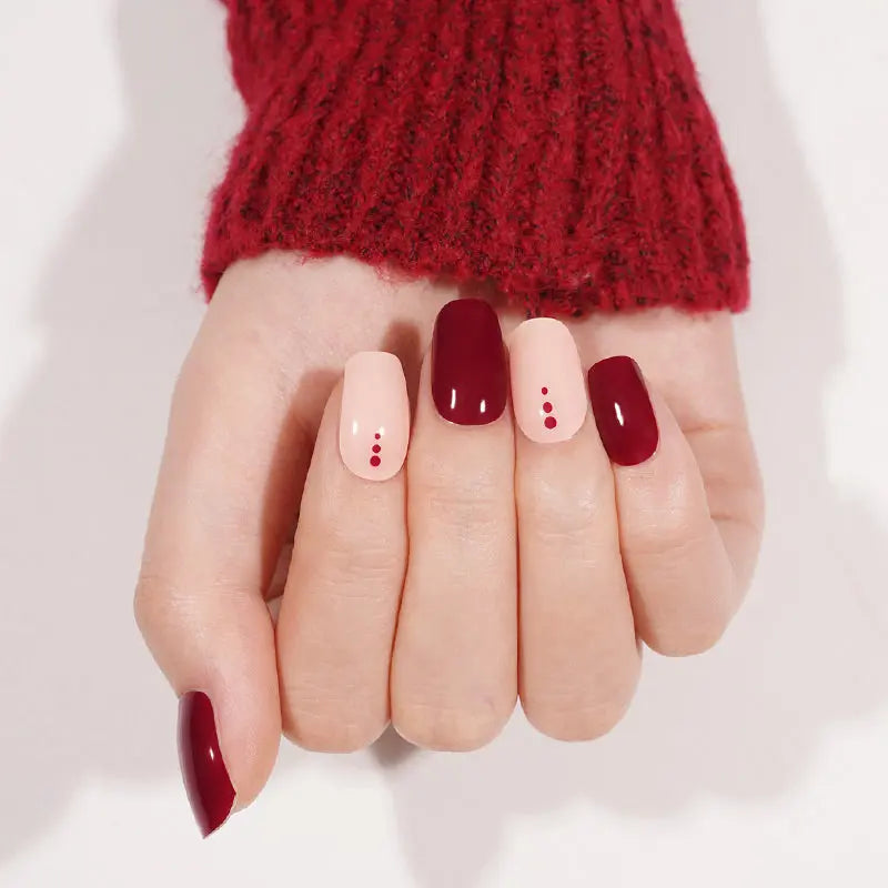 Customizable Minimalism Gel Stickers Red For Brands — Semi-Cured Gel Nail Wraps