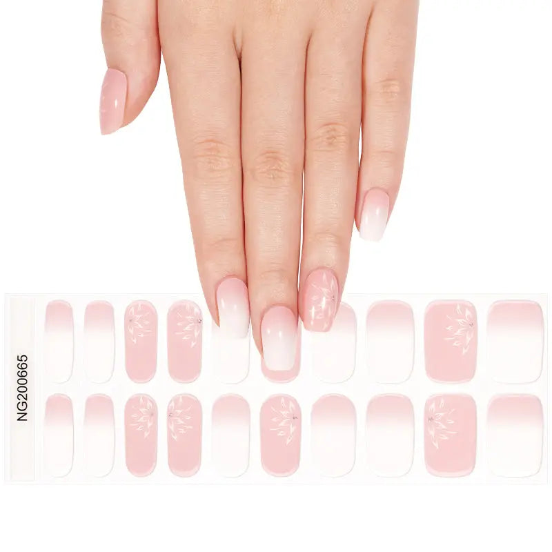 Customizable Ombre Gel Stickers Floral For Brands — Semi-Cured Gel Nail Wraps